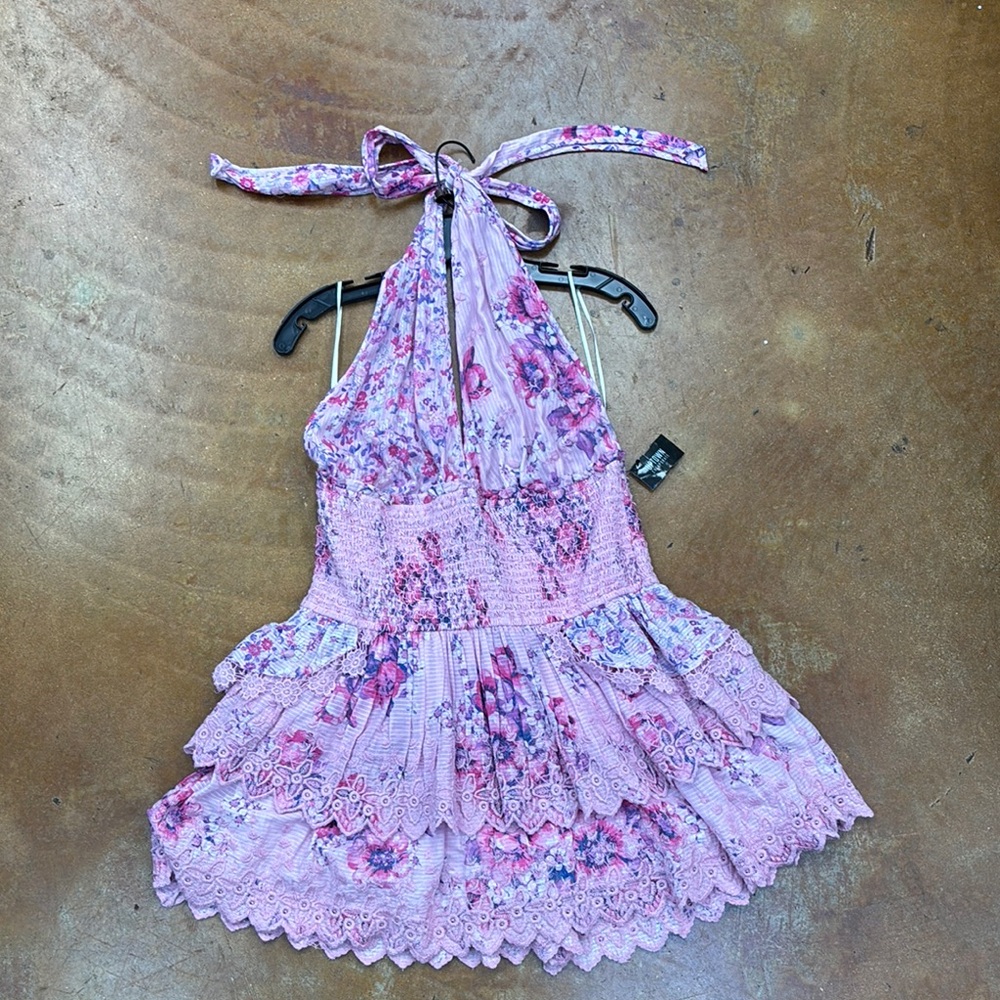 LOVESHACKFANCY Deanna Halter Dress in Berry Fizz Fuchsia
